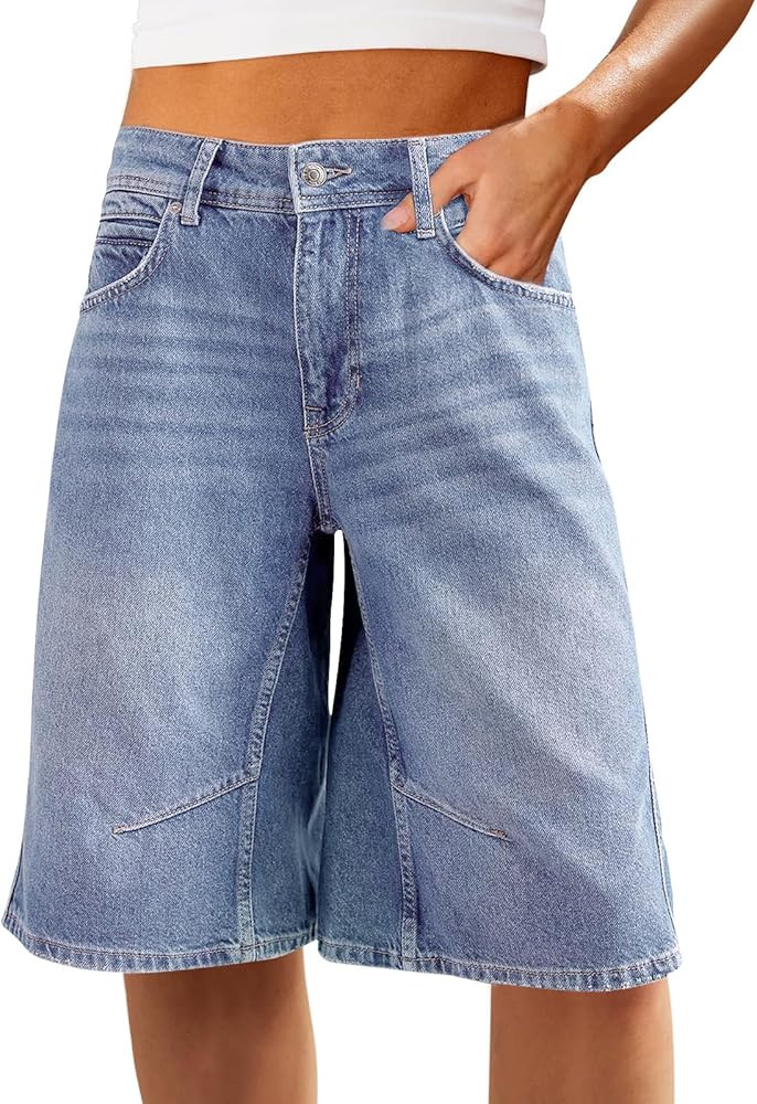 Cicy Bell Womens Summer Wide Leg Denim Shorts Casual Loose Mid Rise Jorts Bermuda Knee Length Jea... | Amazon (US)