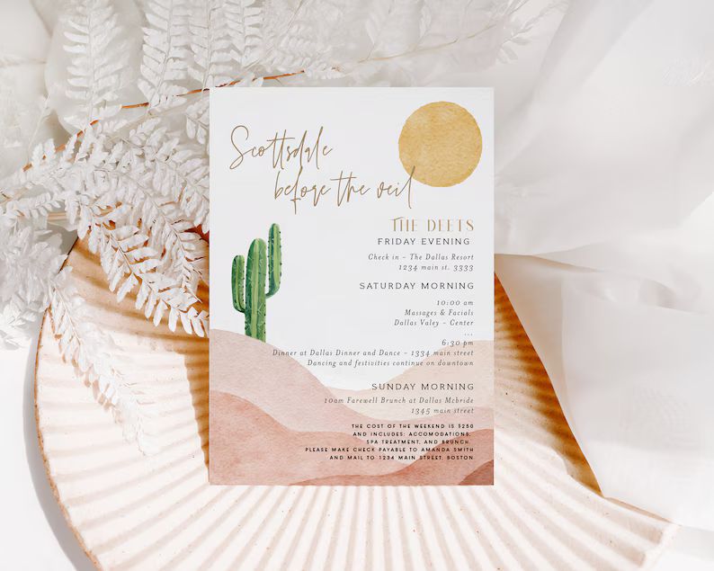 Scottsdale Bachelorette Itinerary Scottsdale Weekend - Etsy | Etsy (US)