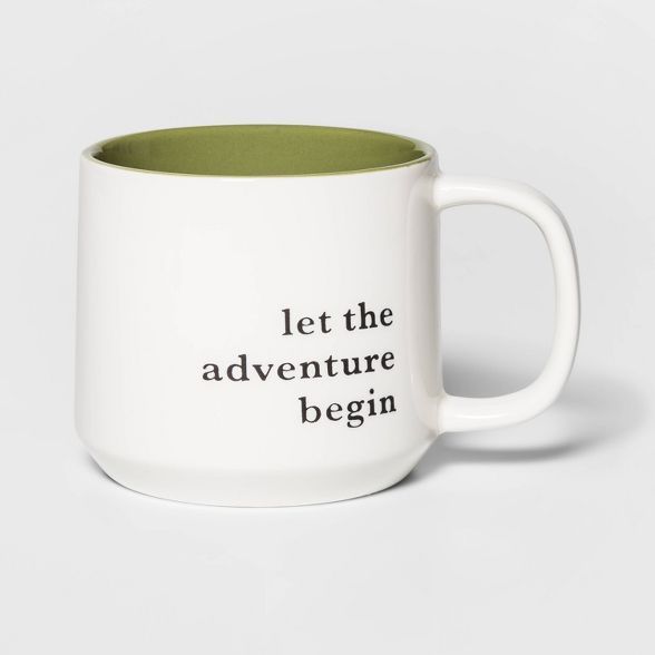 16oz Stoneware Let the Adventure Begin Mug Moss - Threshold™ | Target