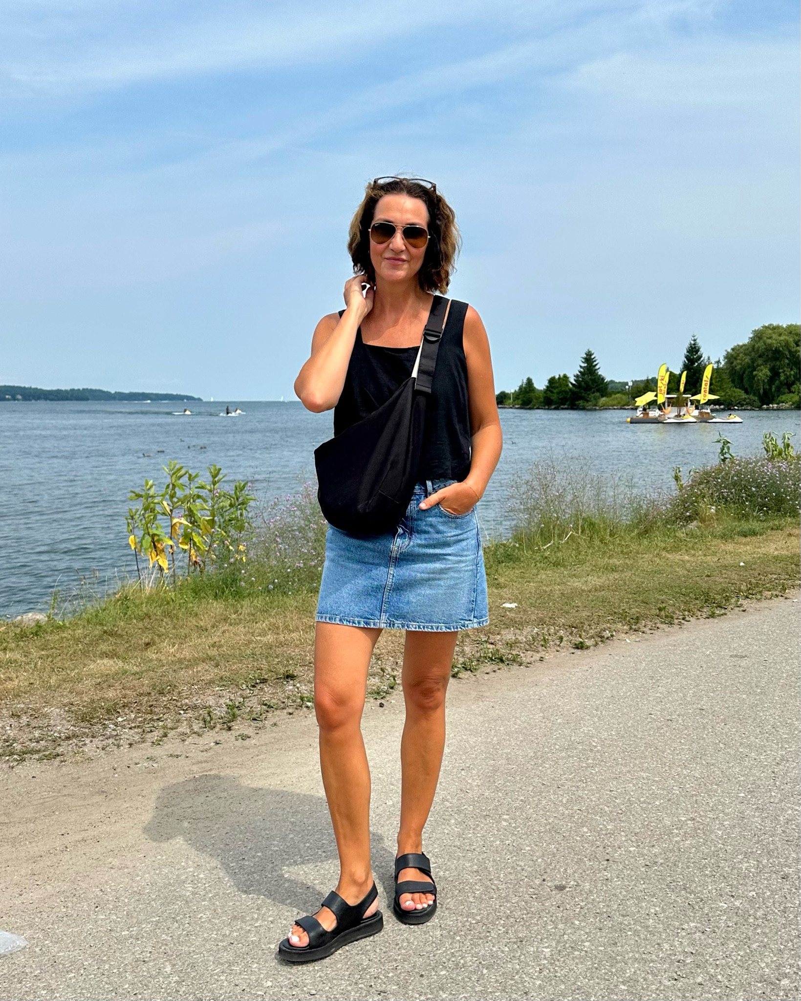 What I wore to an outdoor market! Linen top and denim mini shorts both fit tts and the skirt is such a cute alternative to denim shorts. 
Sandals are pricy but so cute and comfortable, fit tts. I also linked similar more affordable options 


#LTKOver40 #LTKStyleTip #LTKShoeCrush