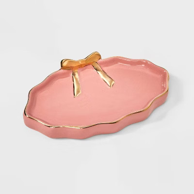 Oval Bow Jewelry Tray - A New Day™ Pink/Gold | Target