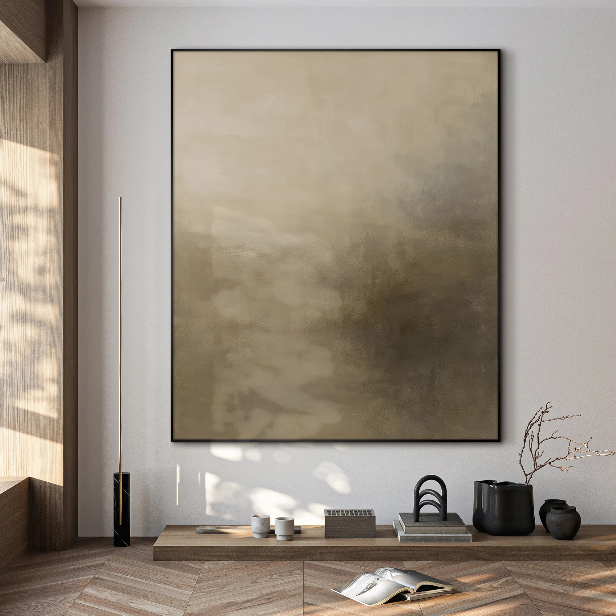 Extra Large Wall Art Fabric Print - Soft Neutral Misty Landscape in Taupe and Beige Artwork Decor... | Wayfair North America