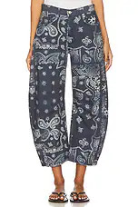 Free People x We The Free Good Luck Printed Barrel Jean in Blue. - size 31 | Revolve Clothing (Global)