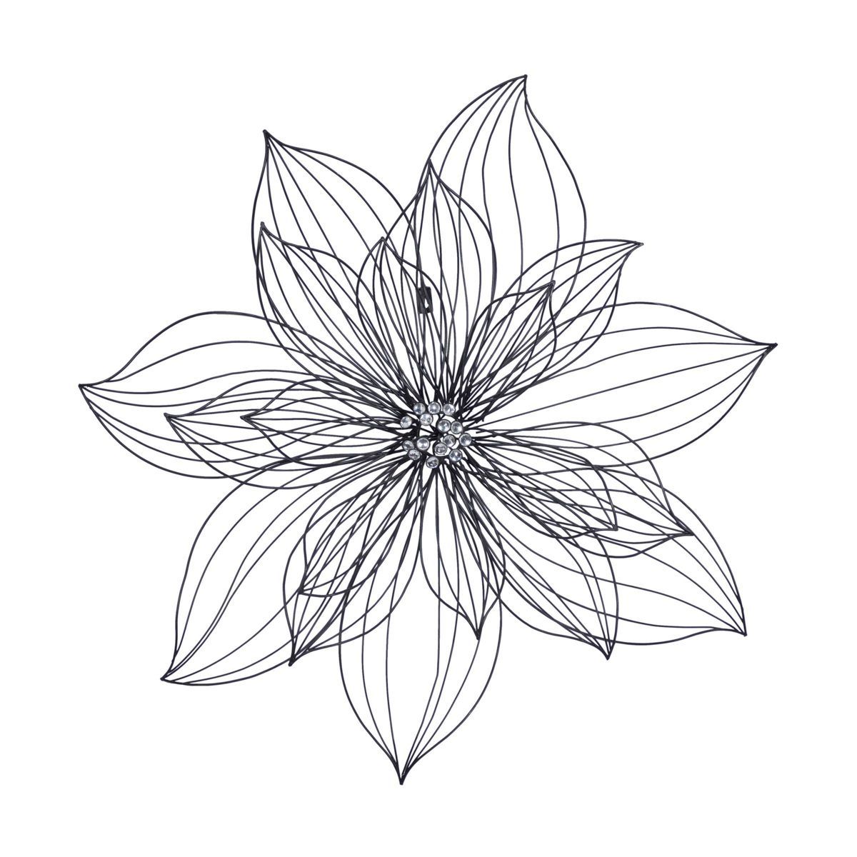 Modern Metal Floral 3D Wire Wall Decor with Crystal Embellishments Black - Olivia & May | Target