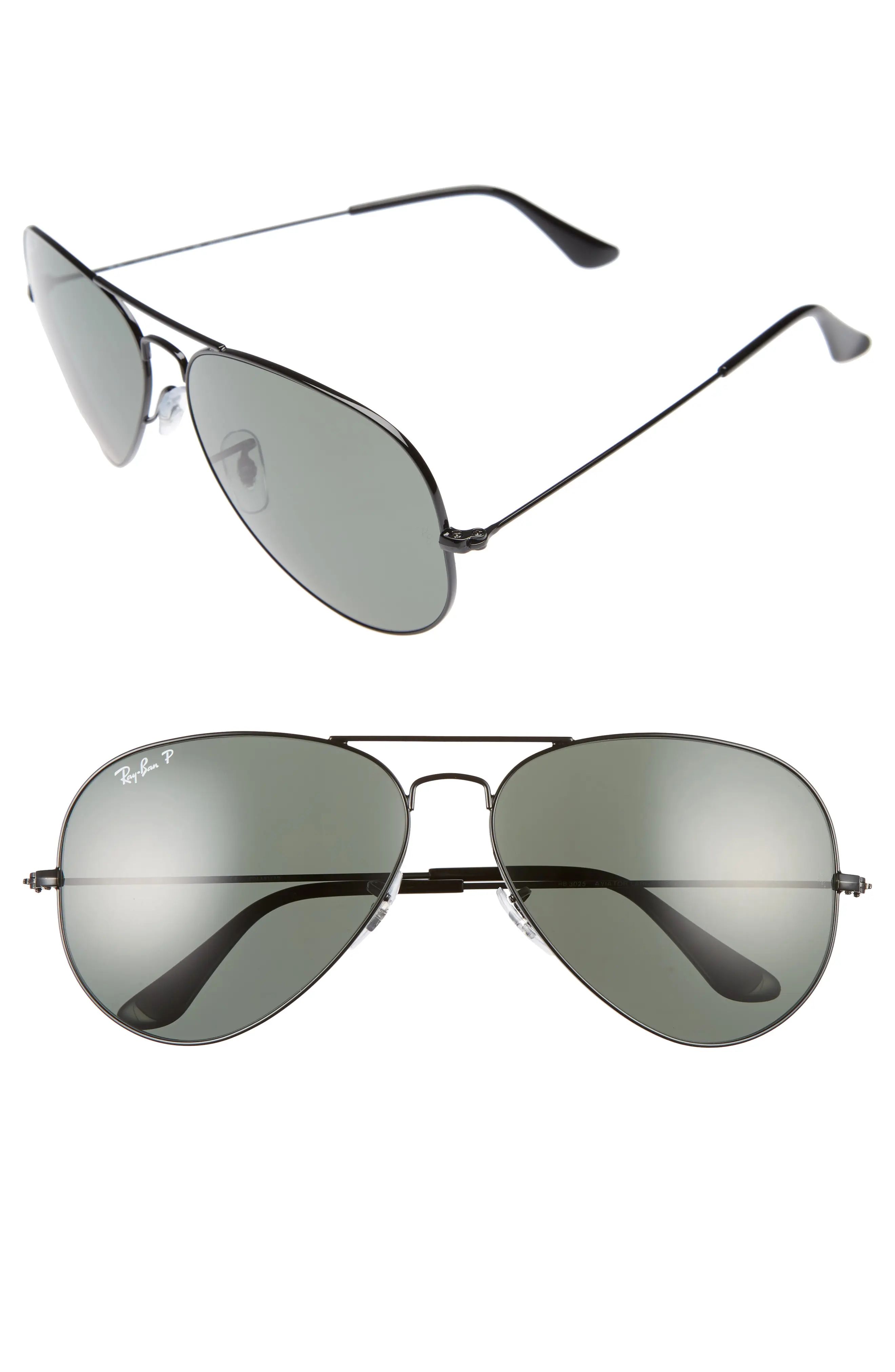 Men's Ray-Ban Icons 62mm Polarized Aviator Sunglasses - Black | Nordstrom