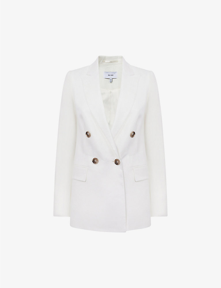 Hollie double-breasted linen-blend blazer jacket | Selfridges