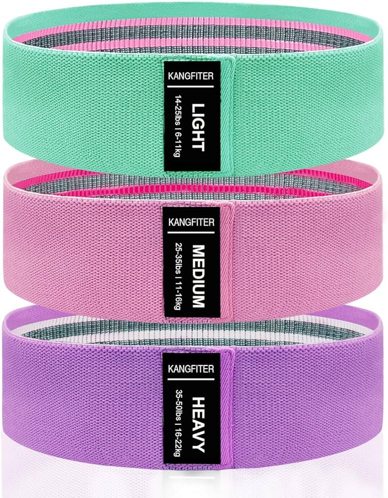 KANGFITER Fabric Resistance Bands for Working Out, 3 Level Non-Slip Booty Bands for Women and Men, Loop Exercise Bands Set for Leg and Glutes, Hip Elastic Bands for Home and Gym Fitness, Yoga, Pilates | Amazon (US)