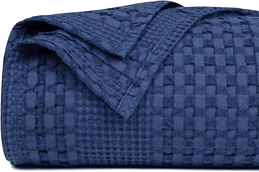 PHF 100% Cotton Waffle Weave Blanket King Size - Washed Soft Breathable Skin-Friendly Blanket- Pe... | Amazon (US)