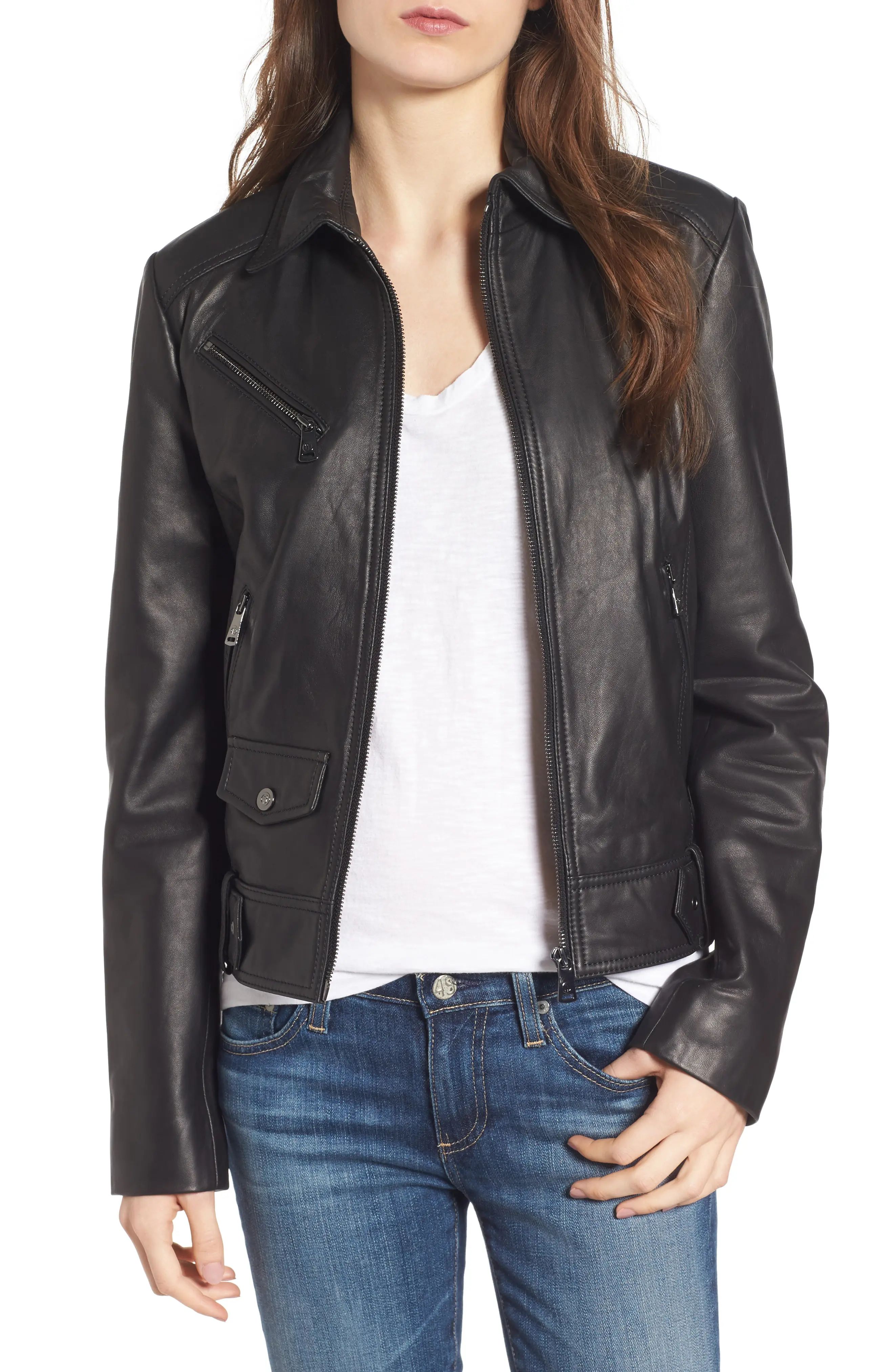 Front Zip Leather Moto Jacket | Nordstrom