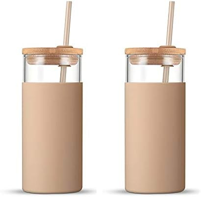 Tronco 24oz Glass Tumbler Glass Water Bottle Straw Silicone Protective Sleeve Bamboo Lid - BPA Fr... | Amazon (US)