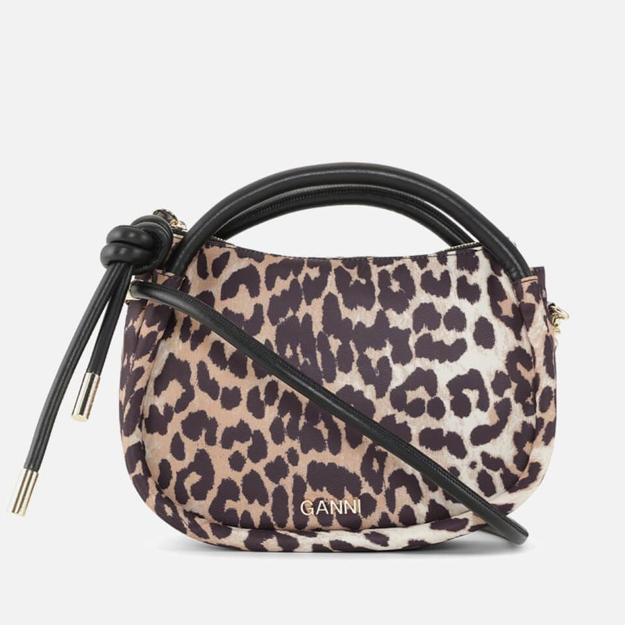Ganni Knot Leopard-Printed Woven Mini Bag | Coggles (Global)