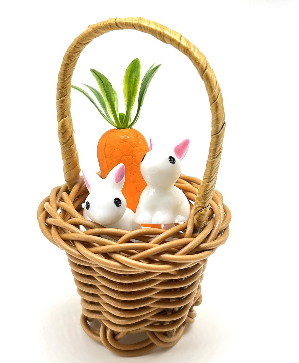 Art&Beauty 4pcs Tiny Miniature Rattan Baskets with Handles Small Woven Tote Flower Girl Baskets D... | Amazon (US)