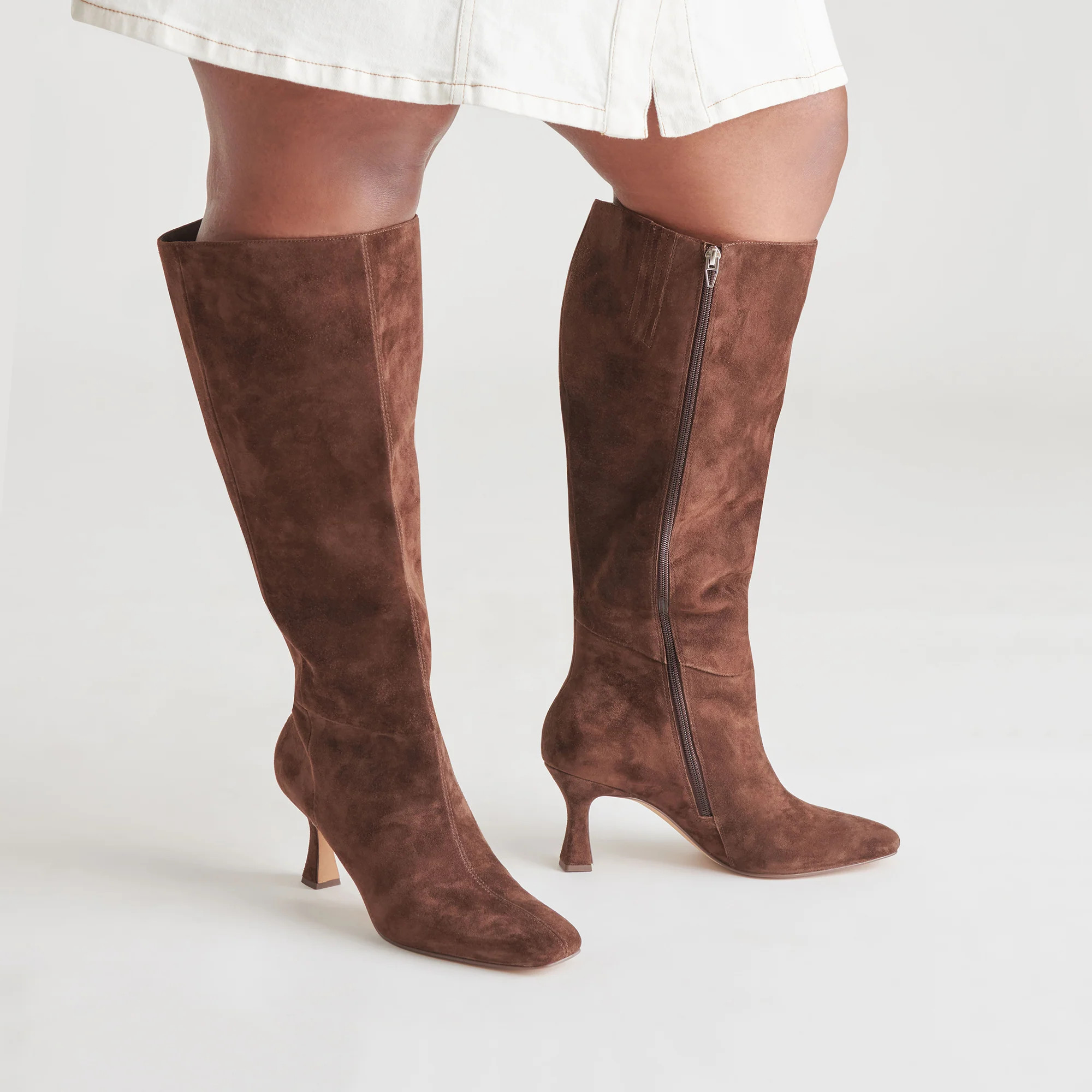 Gyra Extra Wide Calf Brown Suede Boots | Suede Wide Calf Boots | DolceVita.com