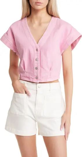 Garment-Dyed Cap Sleeve Cotton Crop Top | Nordstrom