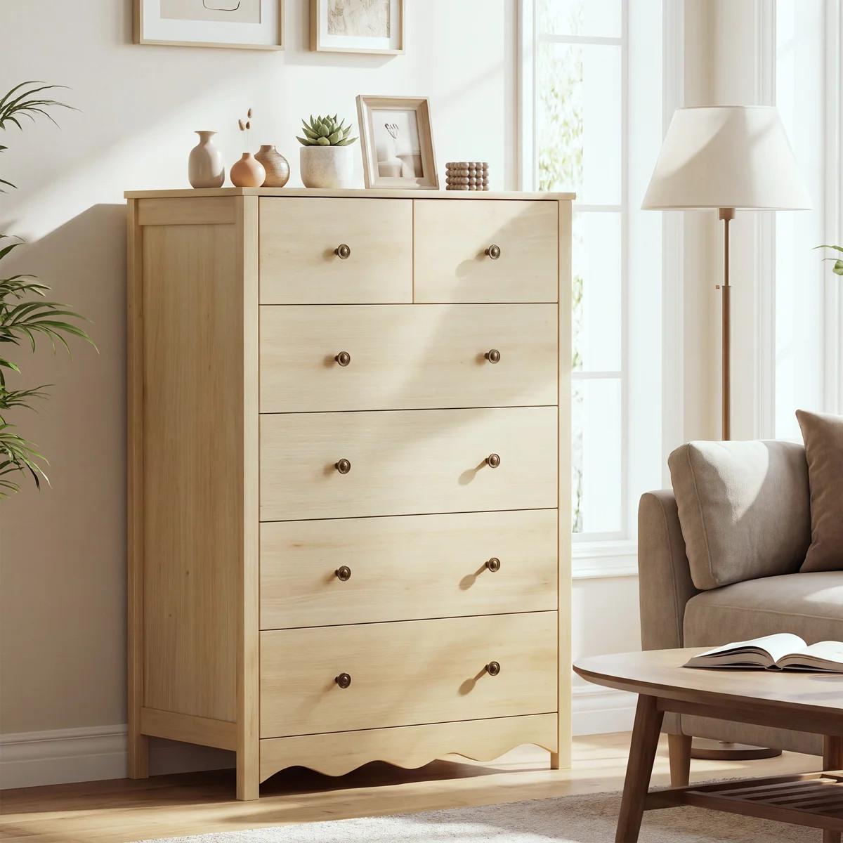 6-Drawer Tall Dresser with Scalloped Base | Wayfair North America