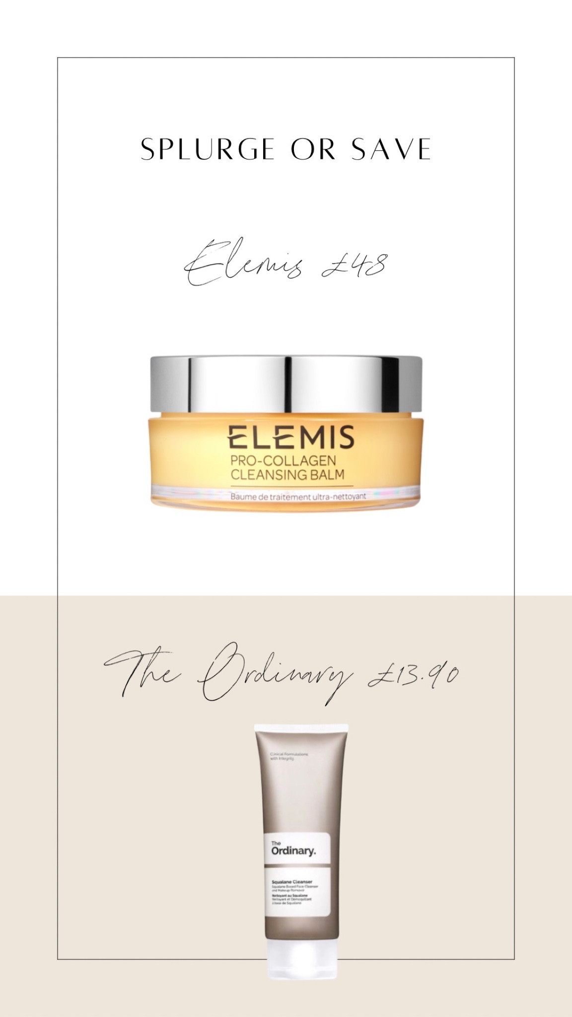 Splurge or save // the makeup remover cleanser beauty edit, Elemis vs The Ordinary 

#LTKbeauty #LTKunder50 #LTKFind