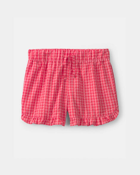 Girls Ruffle-Trim Gingham Shorts - Pink | Carter's Inc
