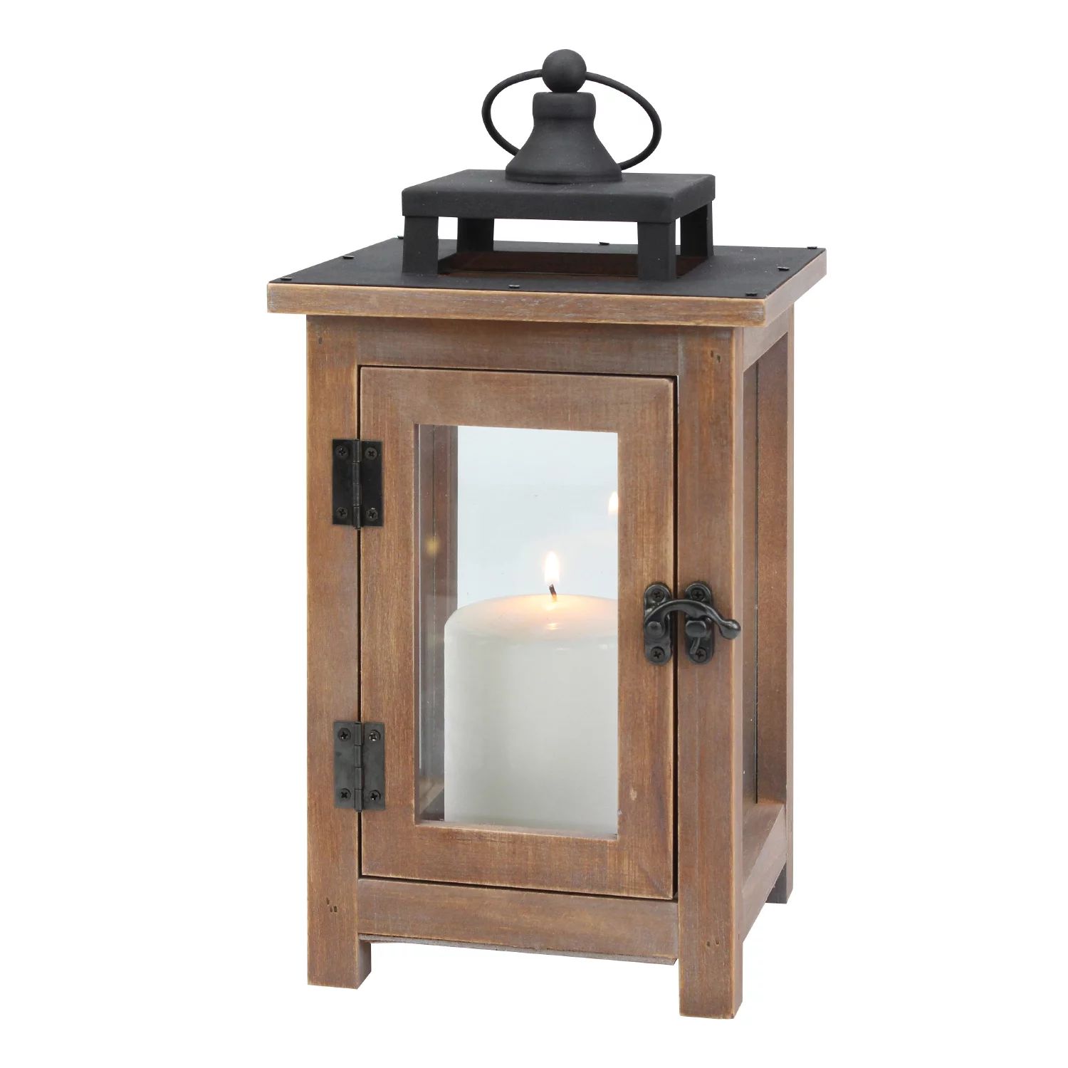 Better Homes & Gardens Medium Decorative Wood and Metal Lantern Candle Holder - Walmart.com | Walmart (US)