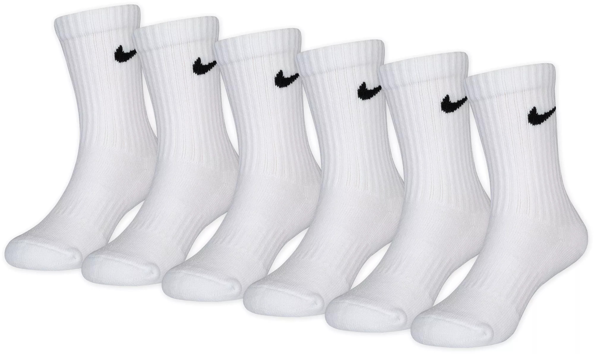 Nike Little Kids' Performance Basic Crew Socks - 6 Pack, XS, White | DICK'S Sporting Goods