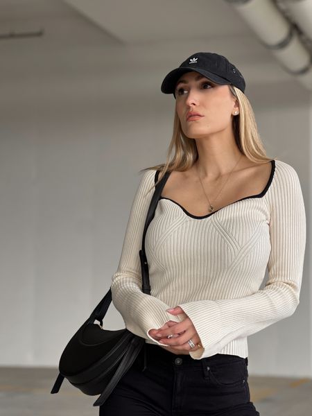 H&M Rib-Knit Sweater in Natural White and Black | Adidas Mini Logo Relaxed Hat 

#LTKSeasonal #LTKstyletip #LTKunder50