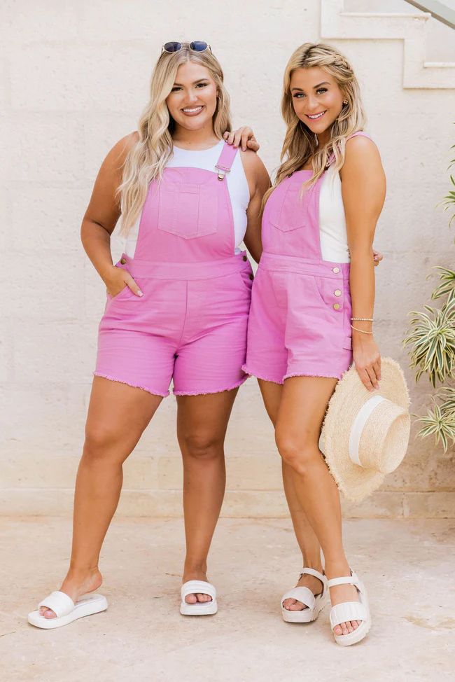 Easy Roads Magenta Short Overalls | Pink Lily