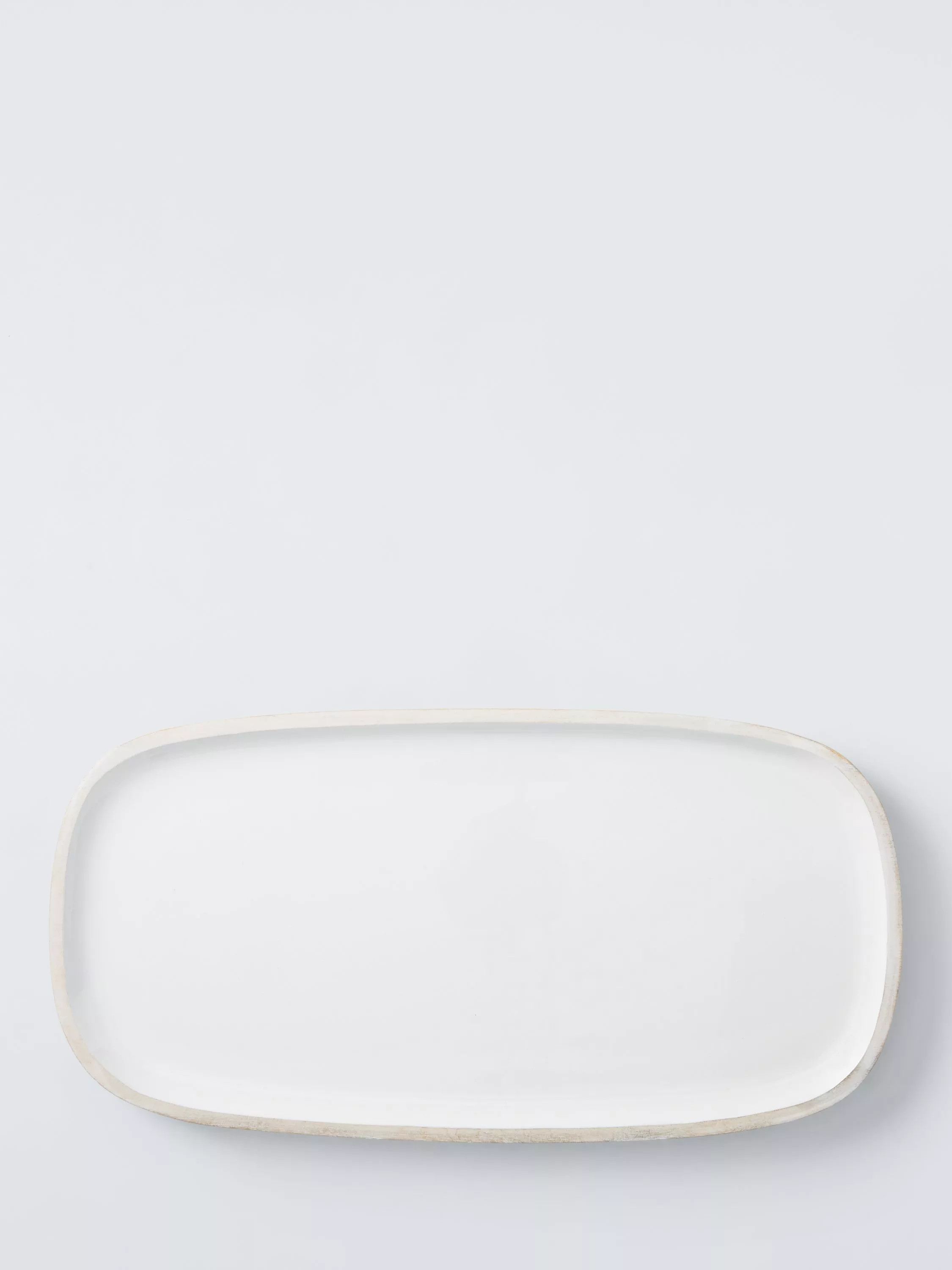 John Lewis Coastal Mango Wood Enamel Oblong Platter, 41cm, White | John Lewis (UK)