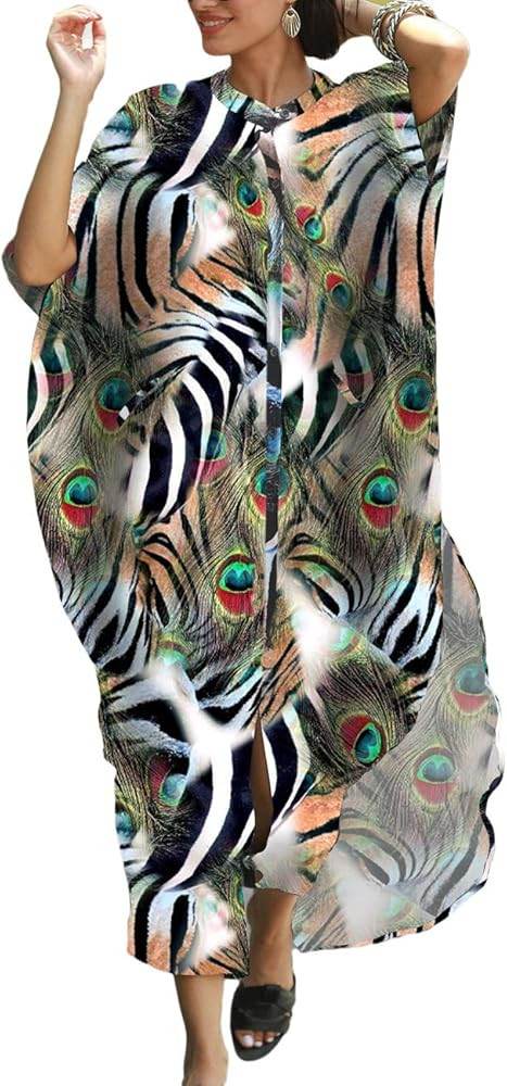 Bsubseach Women Stylish Plus Size Beach Shirt Dress Loose Button Up Bikini Cover Up | Amazon (US)