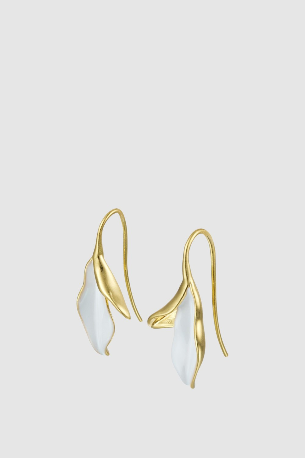 Magnolia Hook Earrings Worn Gold/White | Oroton