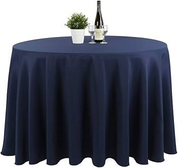 Navy Blue 132 Inch Round Tablecloth, Washable Polyester Table Cover, for Wedding, Restaurant, Par... | Amazon (US)
