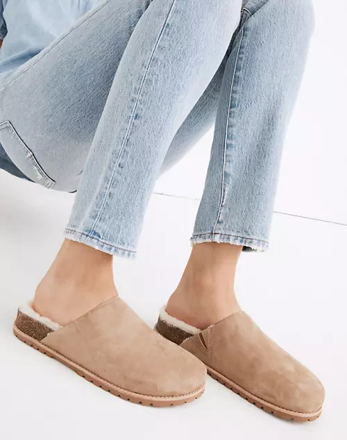 The Layne Clog Mule in Nubuck and Shearling | Madewell