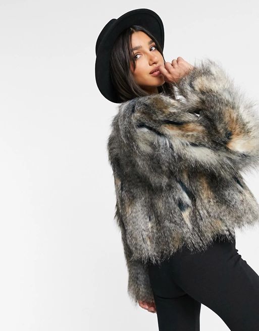 Urbancode faux-fur mix coat | ASOS (Global)