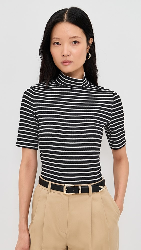 The Knit Stripe Rib Turtleneck Tee | Shopbop