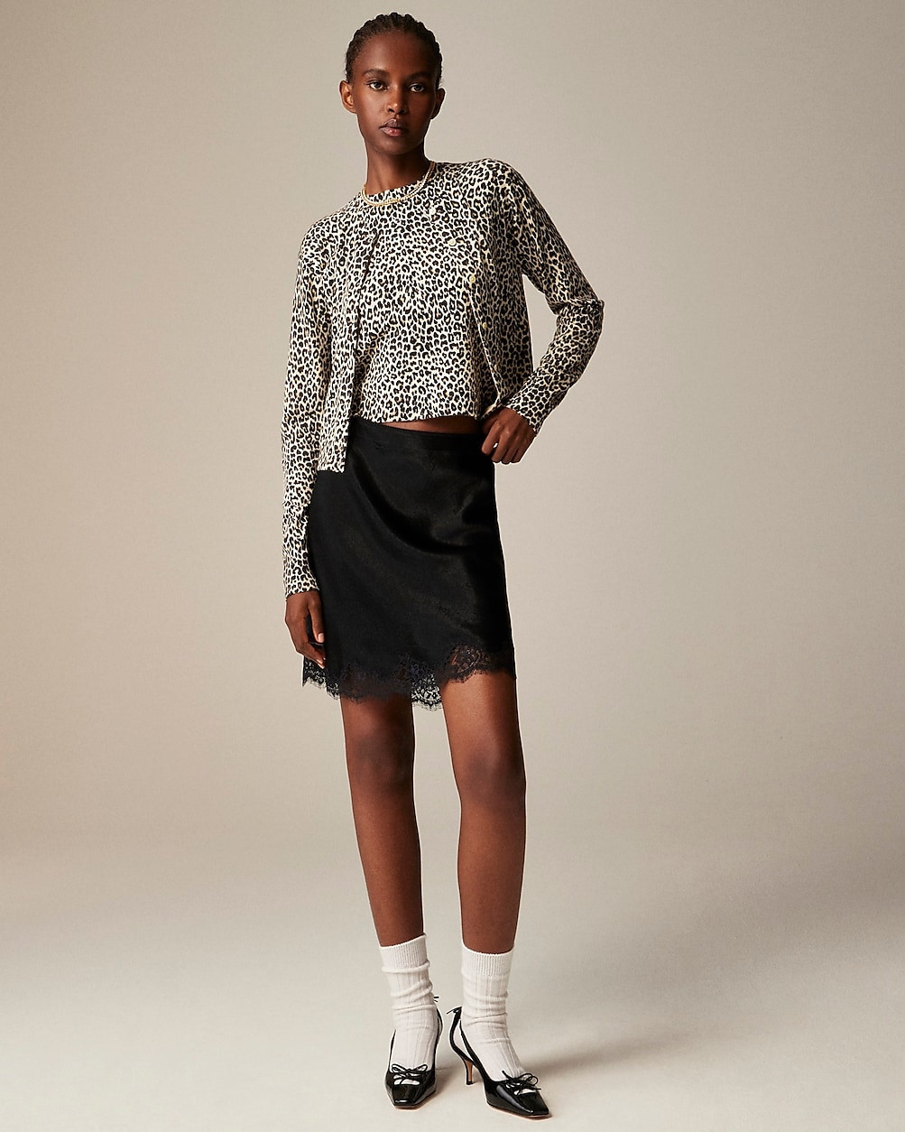 Featherweight cashmere shrunken cardigan in leopard print | J. Crew US