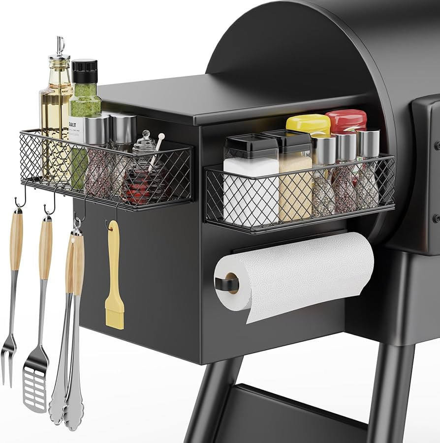 Ormeli 2 Pack Magnetic Storage Bin for Traeger Smoker Grill Caddy, Grill Basket with Paper Towel ... | Amazon (US)