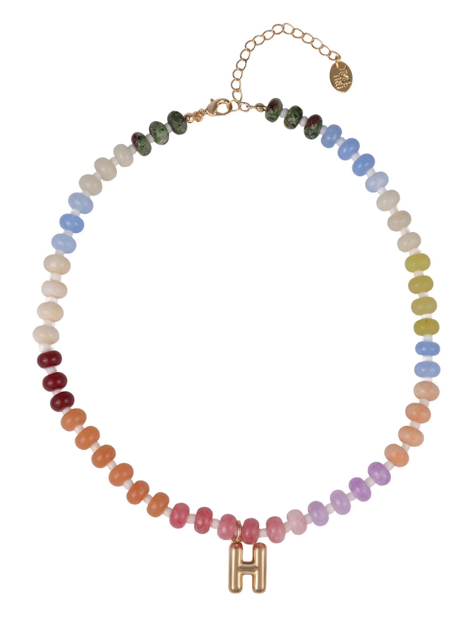 Time and Tru Goldtone Multicolored Bead Initial "H" Necklace - Walmart.com | Walmart (US)