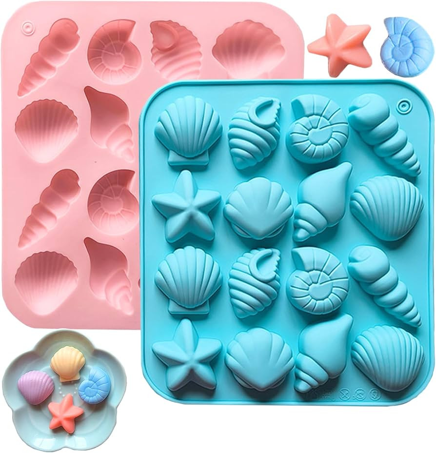 2PCS Seashell Chocolate Molds Shell Mold Ocean Theme Mold Beach Themed Candy Molds for Candy Choc... | Amazon (US)