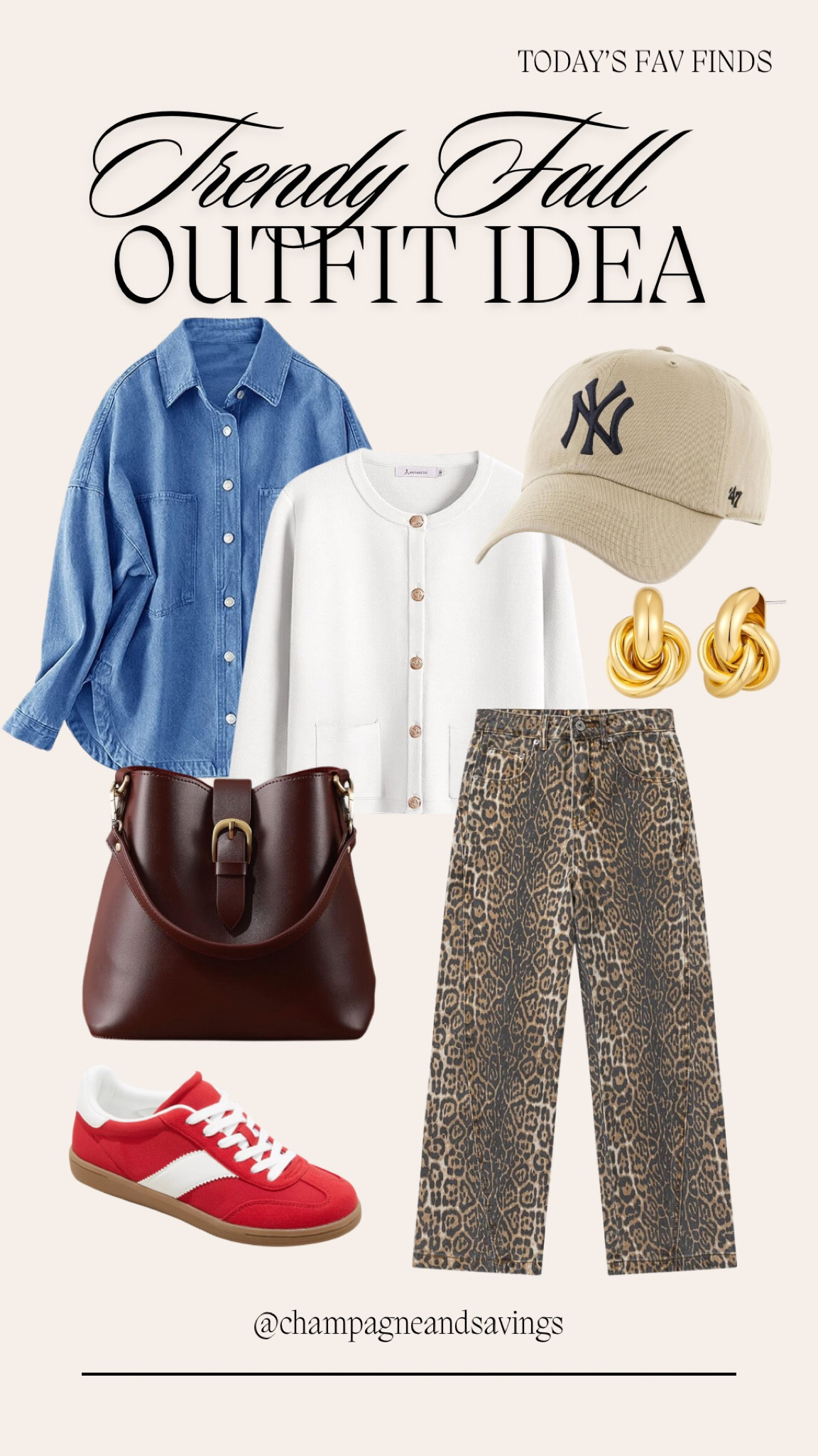 Wondering how to style leopard jeans? This women’s fashion outfit is perfect if you love this current fashion trend! Styled these cute women’s jeans with a denim shacket, old money cardigan and red sneakers! A cute casual outfit idea / women’s Autumn outfit! 

#LTKFindsUnder100 #LTKStyleTip #LTKSeasonal