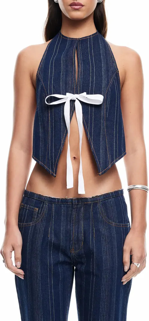 Butterfly Tie Denim Halter Top | Nordstrom