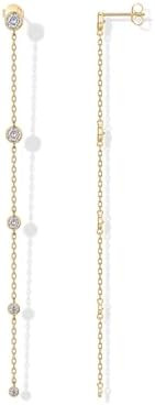 PAVOI 14K Gold Plated 925 Sterling Silver Posts Station Linear Dangle Earrings for Women | Simula... | Amazon (US)