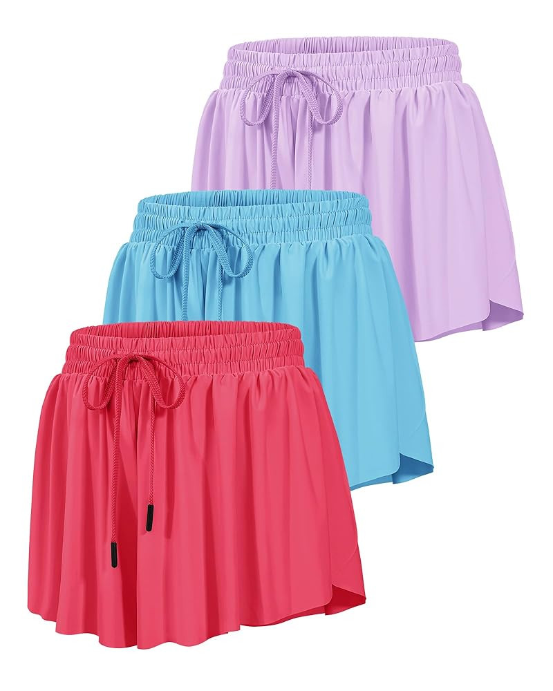 HASMES Girls Butterfly Shorts Teen Flowy Athletic Shorts for Running Dance Cheer 5-14Y | Amazon (US)