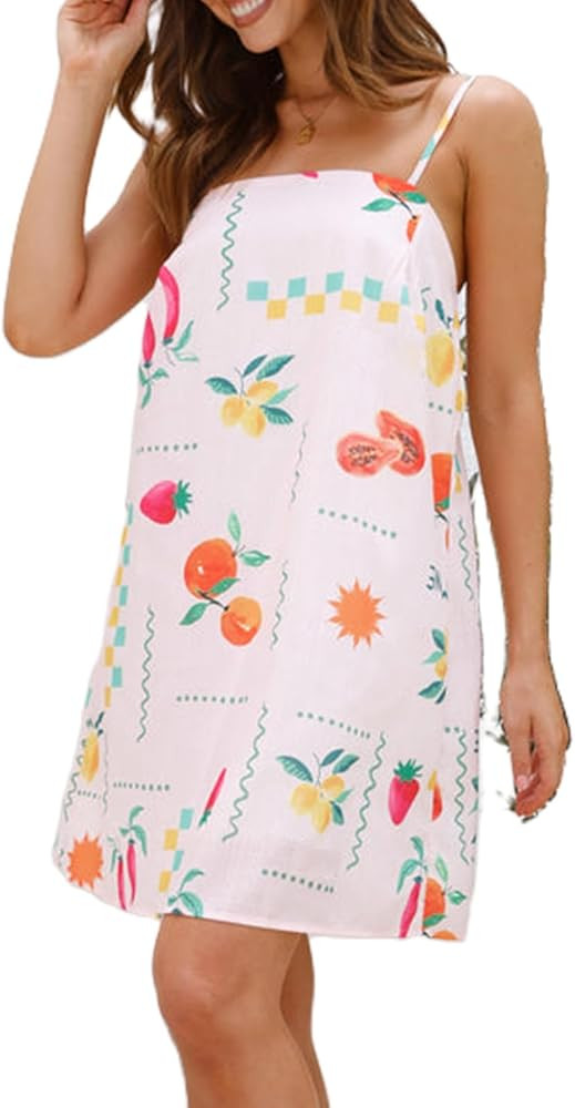 Women Graffiti Mini Cami Dress Boho Graphic Spaghetti Strap A-Line Short Dress Sleeveless Cute Su... | Amazon (US)