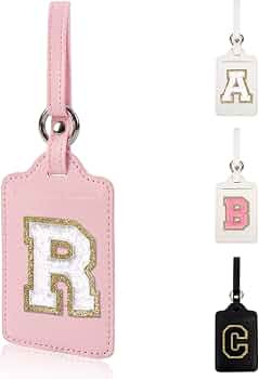Personalized Initial Luggage Tags for Suitcases, Leather Chenille Letter Cute Luggage Tags with P... | Amazon (US)
