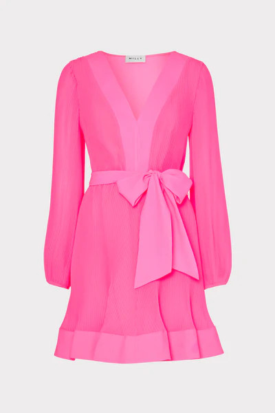 Liv Pleated Chiffon Dress | MILLY