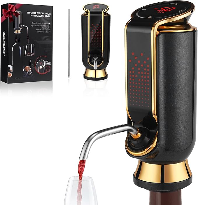 Luxurious 4-in-1 Electric Wine Aerator, Decanter, Dispenser & Vacuum Saver with LED Display - Win... | Amazon (US)
