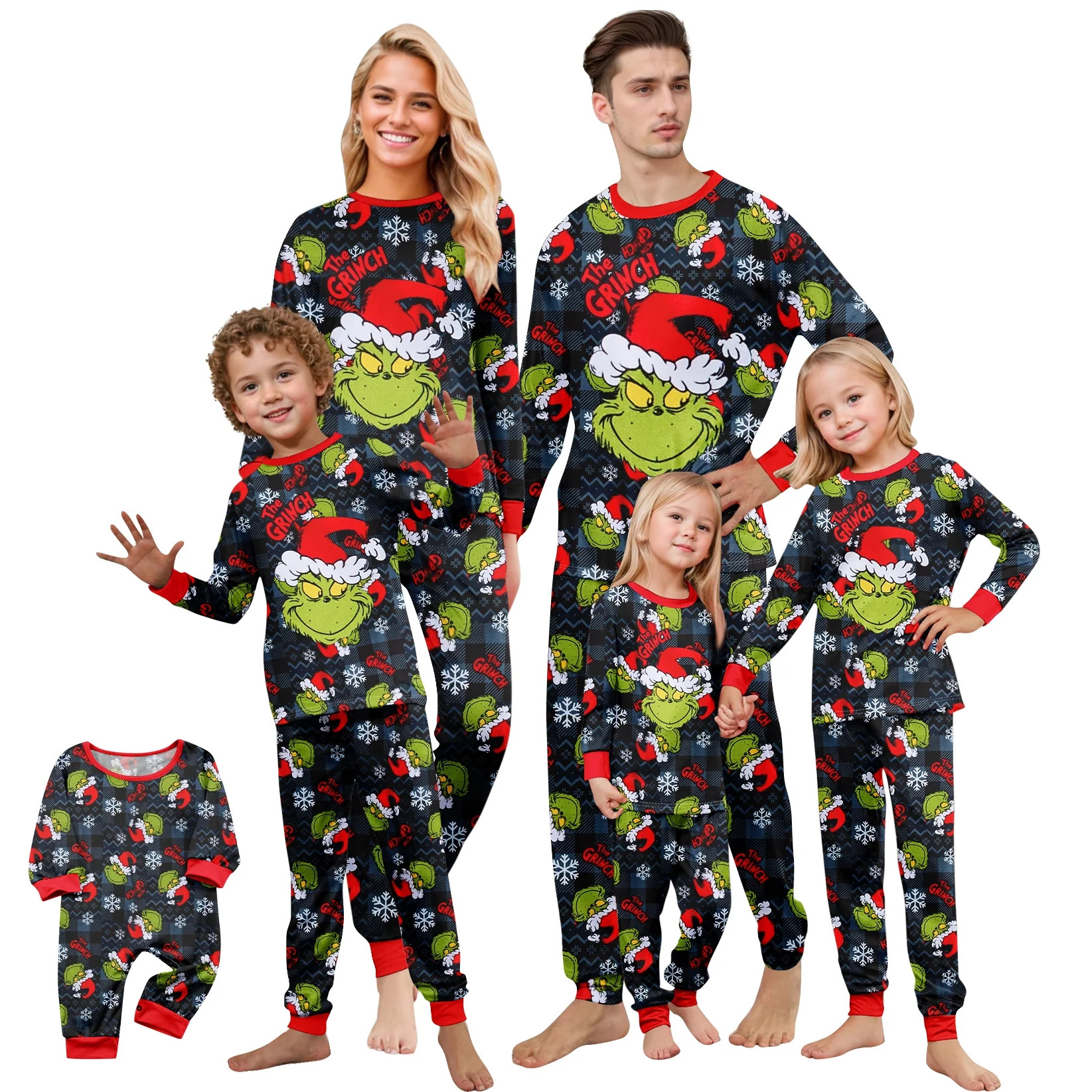FlareFable Matching Pajamas for Family Holiday Night, Funny Grinchy Cartoon Family Christmas Paja... | Walmart (US)