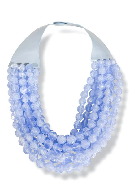 Carla Light Blue Faceted Bead Statement Necklace | The Willow Tree
