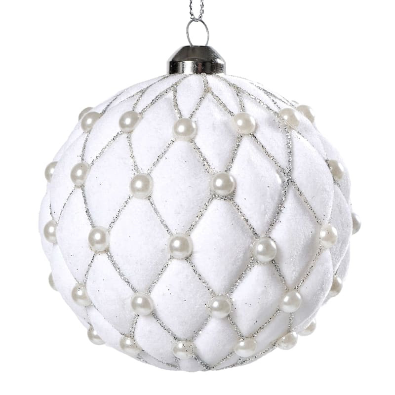 Blue Ivory Flocked Ornament, 3" | At Home