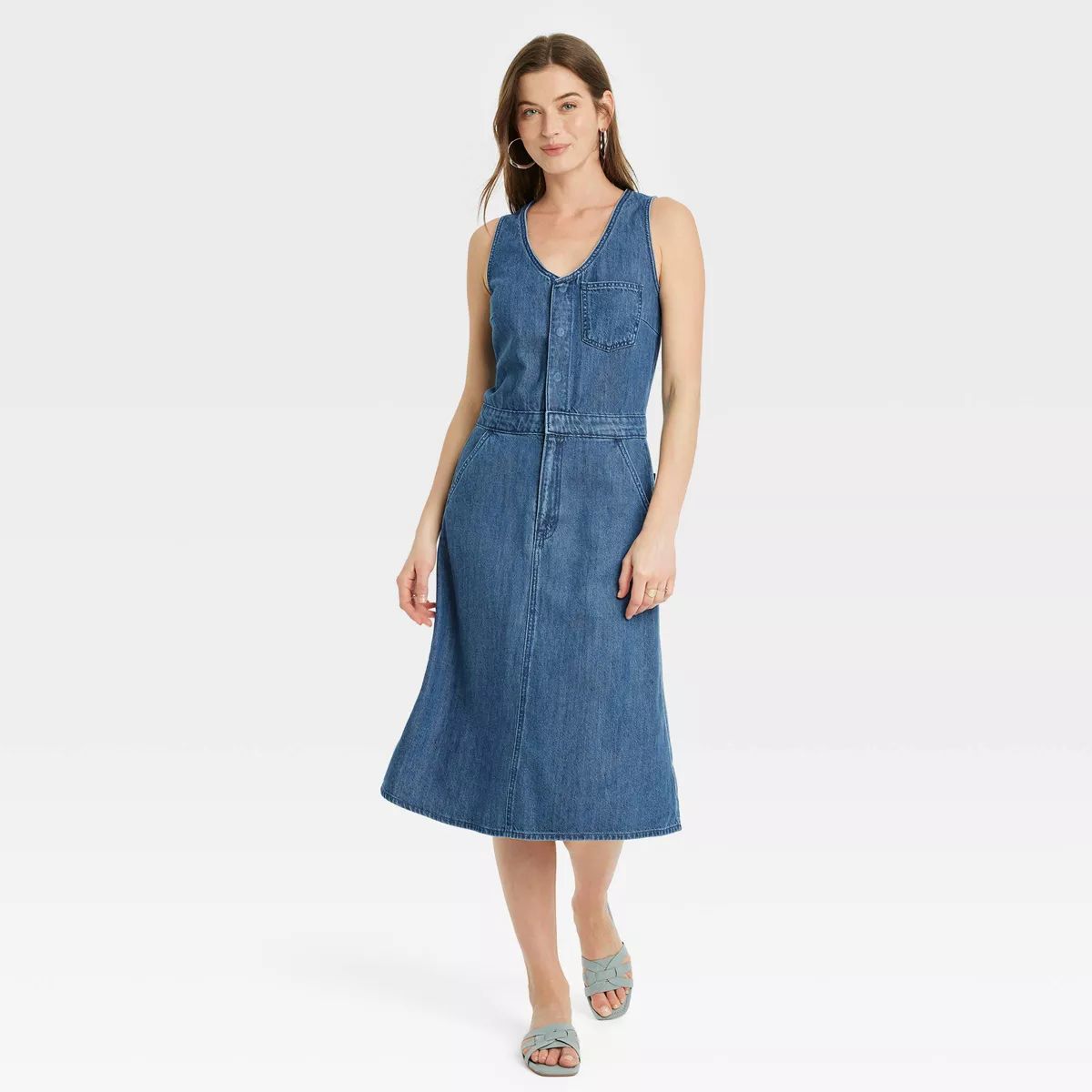 Women's Denim Midi Dress - Universal Thread™ Sky Blue 0 | Target