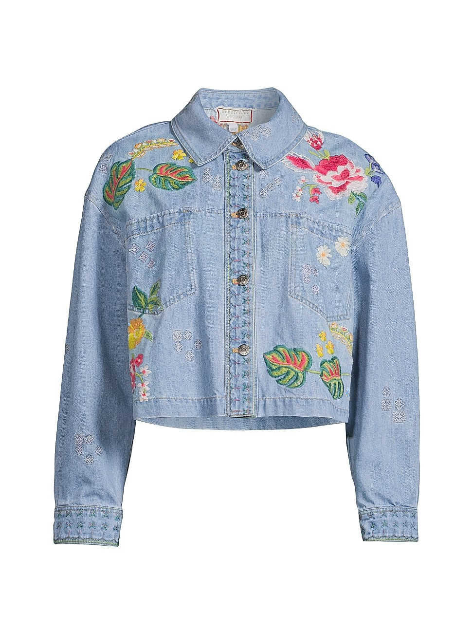 Women's Embroidered Cropped Denim Jacket - Denim Blue - Size 18 | Saks Fifth Avenue