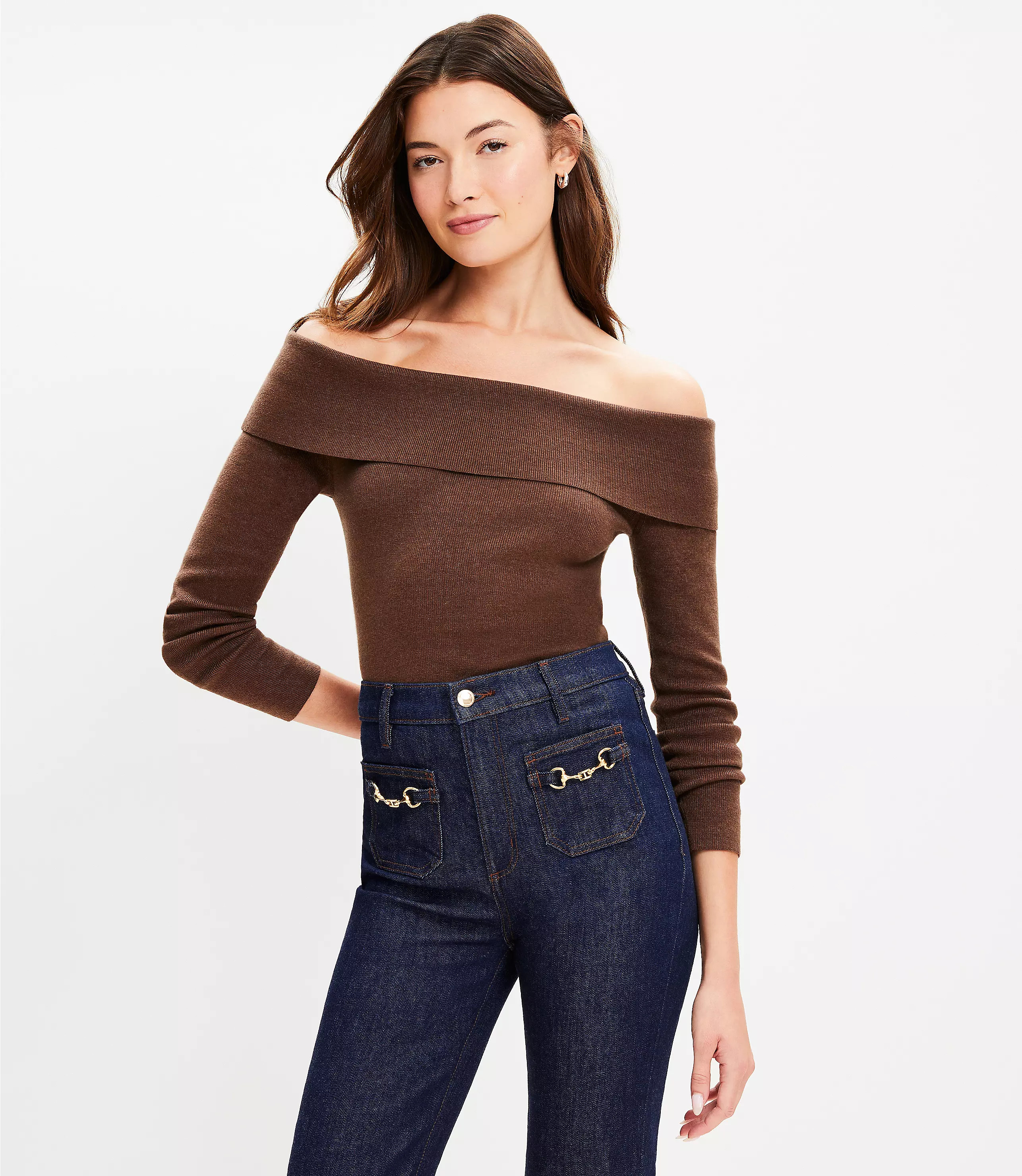 Ribbed Off The Shoulder Sweater | LOFT